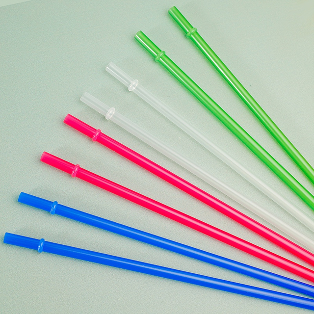 Reusable Single Color Eco-Friendly PP Plastic Drinking Straws with Stopper, FDA Certified for Parties & Bars
