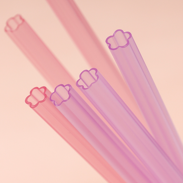 Reusable Eco-Friendly Flower Shaped Drinking Straws, Bar Accessories, Party Gifts, Hard Plastic. Reusable PP Hard Plastic Flower Shaped Straw, Flower Shaped Decorative Straw, Funny Cute Beautiful Stra